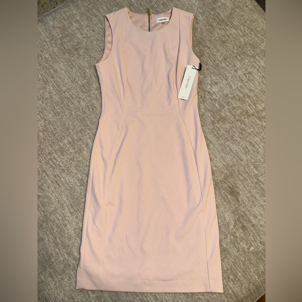 NWT - Calvin Klein Pink Pencil Zippered Back Dress